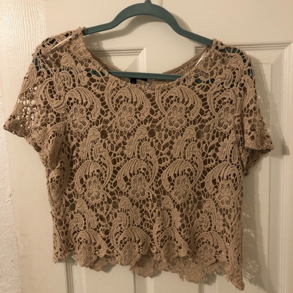 Crochet tan crop top ✨ size L - Picture 1 of 4